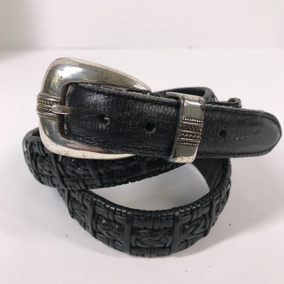 VTG Carlisle Black & Silver Western Art Deco Leather Belt – Size Small